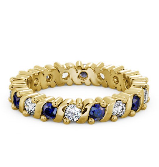  Full Eternity Blue Sapphire and Diamond 1.35ct Ring 18K Yellow Gold - Anslow FE16GEM_YG_BS_THUMB2 