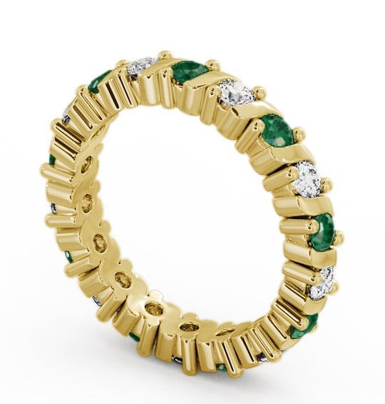 Full Eternity Emerald and Diamond 1.17ct Ring 18K Yellow Gold - Anslow FE16GEM_YG_EM_THUMB1