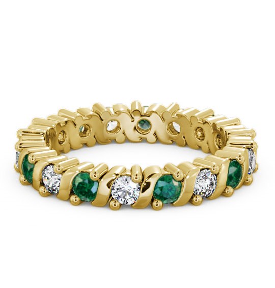  Full Eternity Emerald and Diamond 1.17ct Ring 9K Yellow Gold - Anslow FE16GEM_YG_EM_THUMB2 