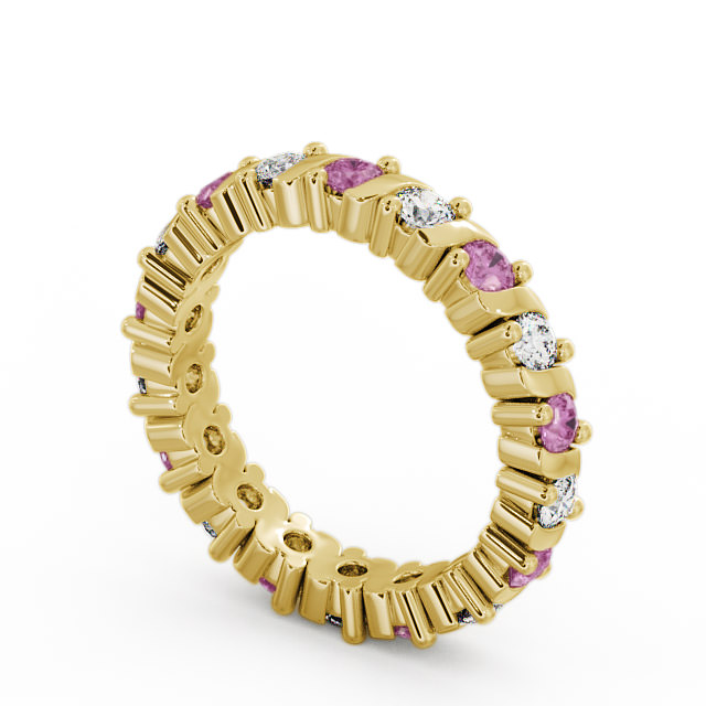 Full Eternity Pink Sapphire and Diamond 1.35ct Ring 9K Yellow Gold - Anslow FE16GEM_YG_PS_SIDE