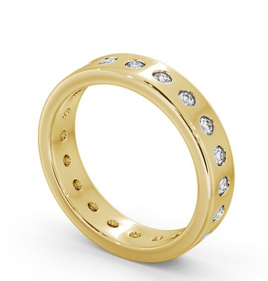 Ladies Round Diamond Flush Setting Wedding Ring 18K Yellow Gold FE18_YG_THUMB1 