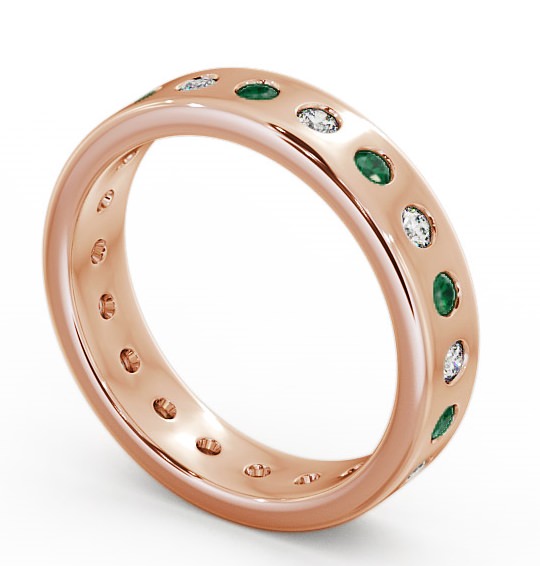 Emerald and Diamond 0.60ct Wedding Ring 9K Rose Gold FE18GEM_RG_EM_THUMB1