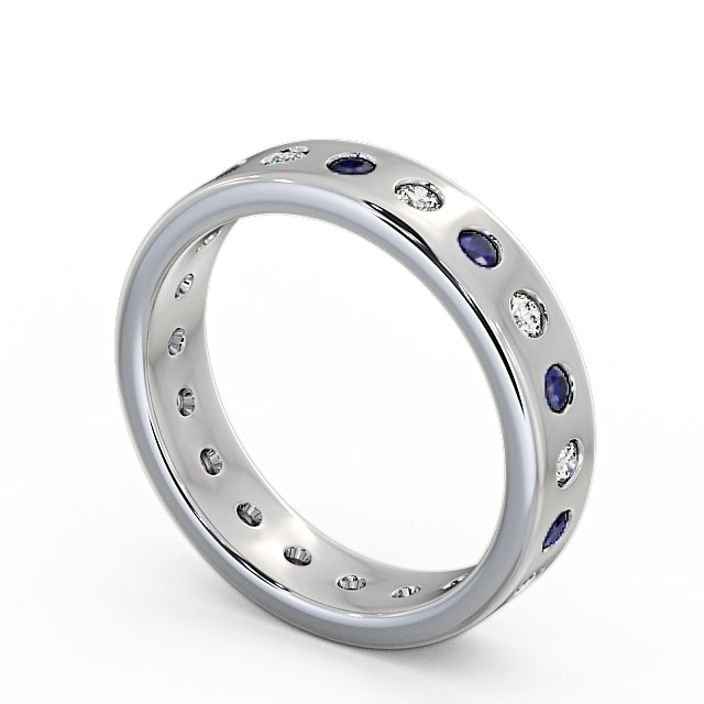 Blue Sapphire and Diamond 0.70ct Wedding Ring 9K White Gold - Oban FE18GEM_WG_BS_SIDE