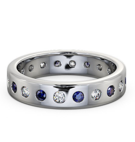  Blue Sapphire and Diamond 0.70ct Wedding Ring 9K White Gold - Oban FE18GEM_WG_BS_THUMB2 