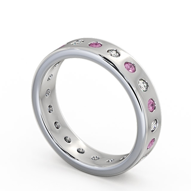 Pink Sapphire and Diamond 0.70ct Wedding Ring Platinum - Oban FE18GEM_WG_PS_SIDE