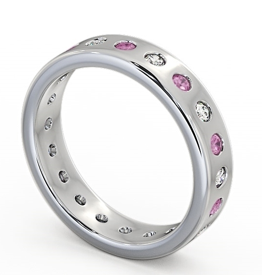  Pink Sapphire and Diamond 0.70ct Wedding Ring 18K White Gold - Oban FE18GEM_WG_PS_THUMB1 