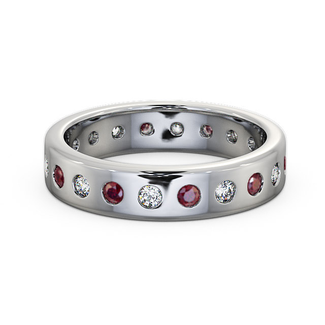 Ruby and Diamond 0.70ct Wedding Ring 9K White Gold - Oban FE18GEM_WG_RU_FLAT