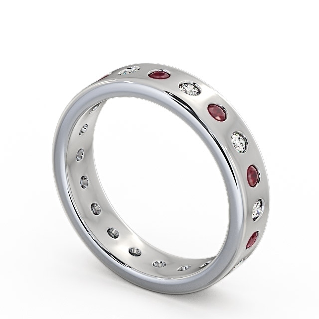Ruby and Diamond 0.70ct Wedding Ring 9K White Gold - Oban FE18GEM_WG_RU_SIDE