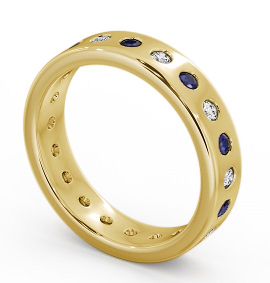 Blue Sapphire and Diamond 0.70ct Wedding Ring 18K Yellow Gold - Oban FE18GEM_YG_BS_THUMB1