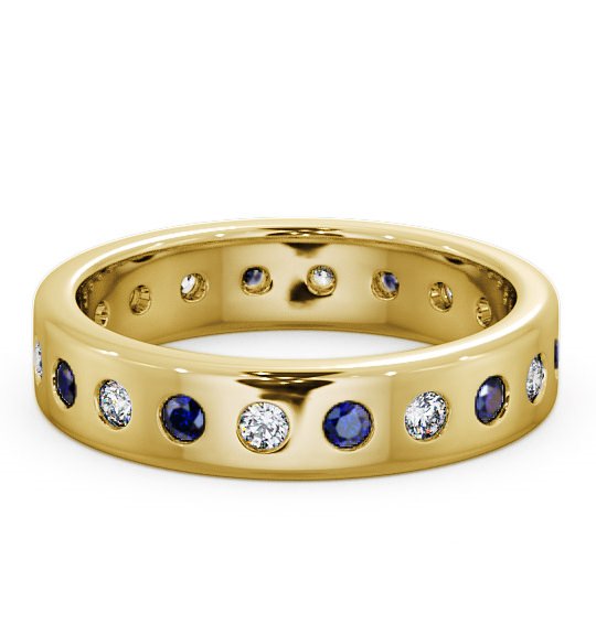  Blue Sapphire and Diamond 0.70ct Wedding Ring 9K Yellow Gold - Oban FE18GEM_YG_BS_THUMB2 