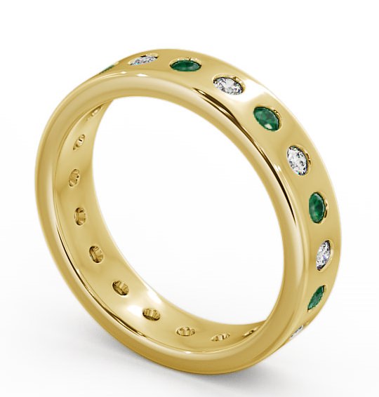 Emerald and Diamond 0.60ct Wedding Ring 9K Yellow Gold FE18GEM_YG_EM_THUMB1