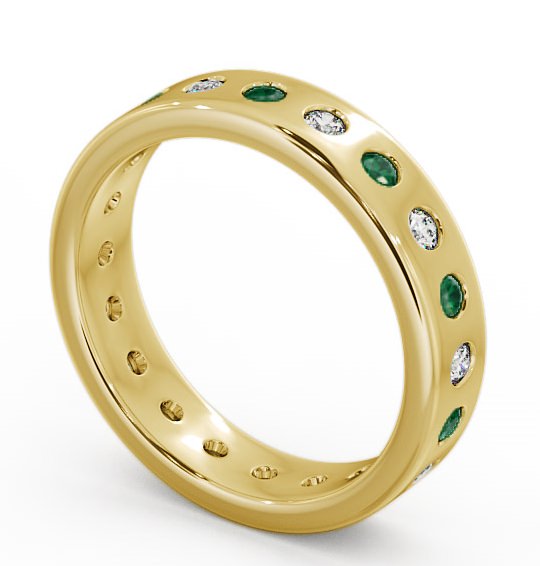 Emerald and Diamond 0.60ct Wedding Ring 18K Yellow Gold FE18GEM_YG_EM_THUMB1