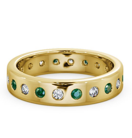  Emerald and Diamond 0.60ct Wedding Ring 18K Yellow Gold - Oban FE18GEM_YG_EM_THUMB2 