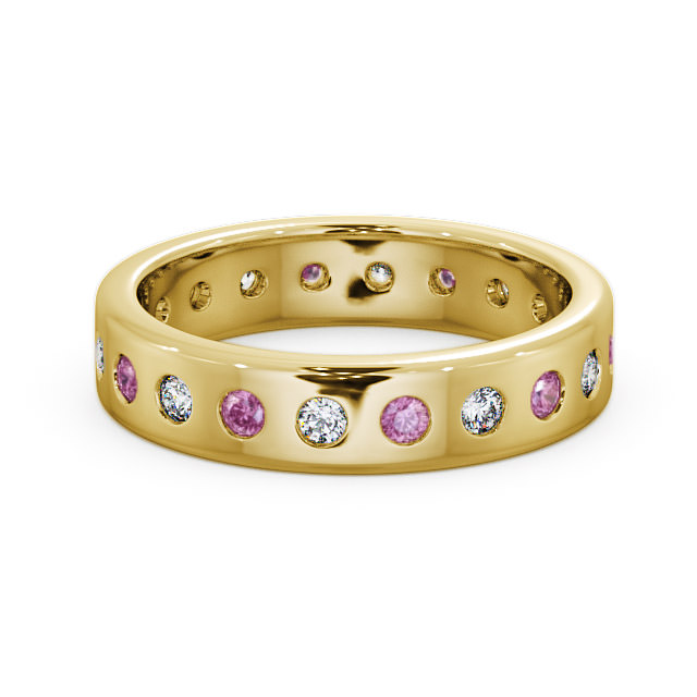 Pink Sapphire and Diamond 0.70ct Wedding Ring 18K Yellow Gold - Oban FE18GEM_YG_PS_FLAT
