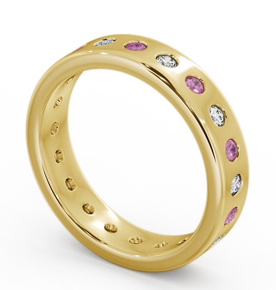 Pink Sapphire and Diamond 0.70ct Wedding Ring 18K Yellow Gold FE18GEM_YG_PS_THUMB1