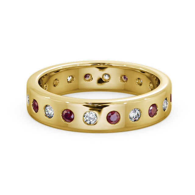 Ruby and Diamond 0.70ct Wedding Ring 18K Yellow Gold - Oban FE18GEM_YG_RU_FLAT