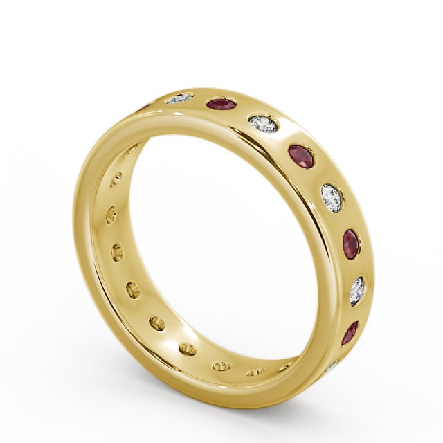 Ruby and Diamond 0.70ct Wedding Ring 18K Yellow Gold - Oban FE18GEM_YG_RU_SIDE