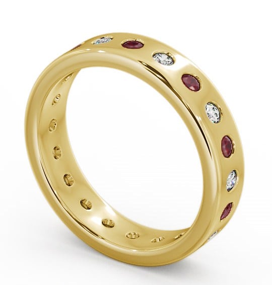 Ruby and Diamond 0.70ct Wedding Ring 9K Yellow Gold - Oban FE18GEM_YG_RU_THUMB1