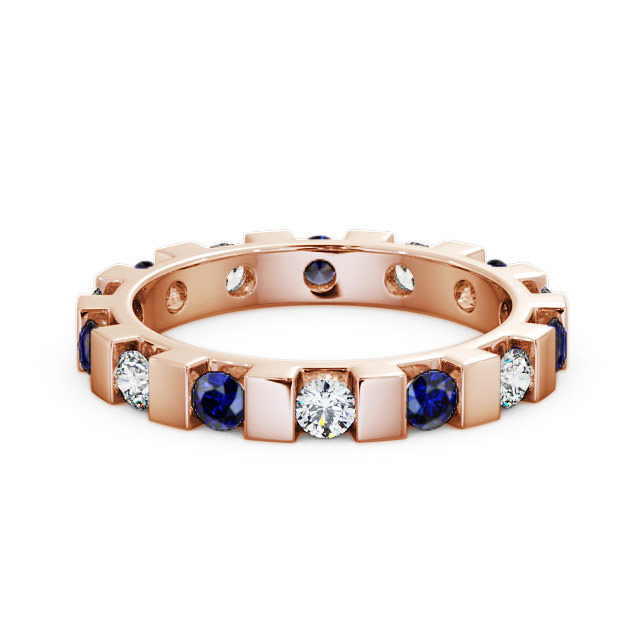 Full Eternity Blue Sapphire and Diamond 1.05ct Ring 18K Rose Gold - Anderby FE20GEM_RG_BS_FLAT