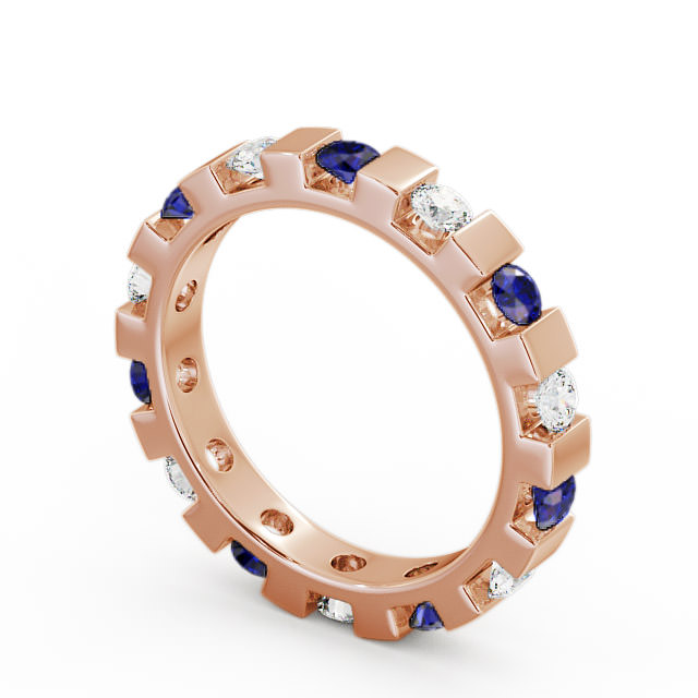 Full Eternity Blue Sapphire and Diamond 1.05ct Ring 18K Rose Gold - Anderby FE20GEM_RG_BS_SIDE