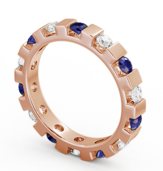 Full Eternity Blue Sapphire and Diamond 1.05ct Ring 9K Rose Gold FE20GEM_RG_BS_THUMB1