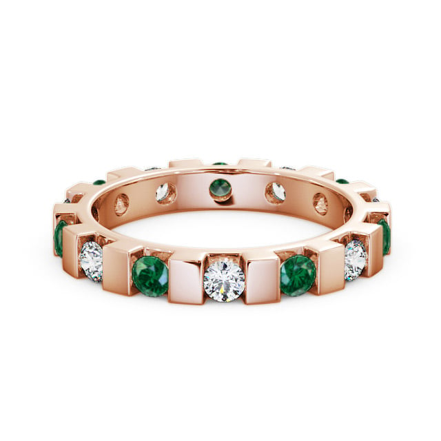 Full Eternity Emerald and Diamond 0.91ct Ring 9K Rose Gold - Anderby FE20GEM_RG_EM_FLAT