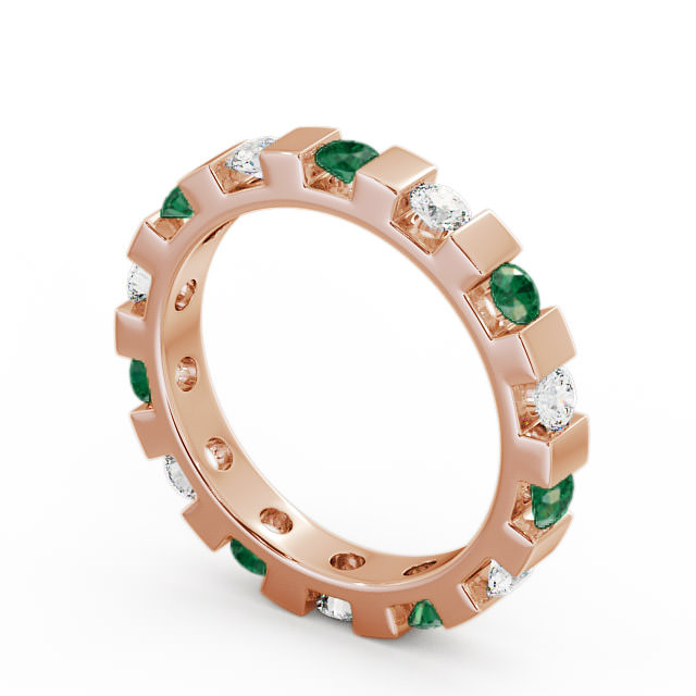 Full Eternity Emerald and Diamond 0.91ct Ring 9K Rose Gold - Anderby FE20GEM_RG_EM_SIDE