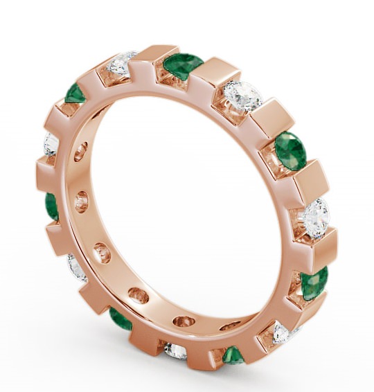 Full Eternity Emerald and Diamond 0.91ct Ring 9K Rose Gold FE20GEM_RG_EM_THUMB1