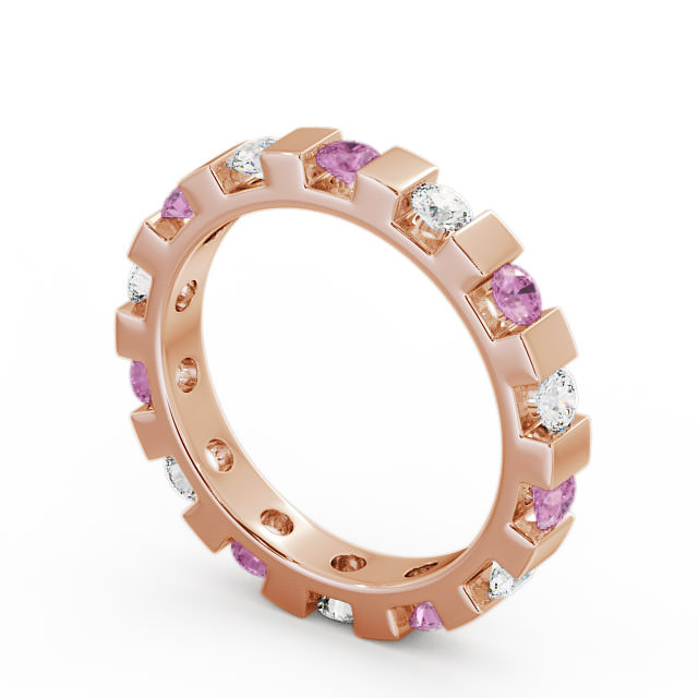 Full Eternity Pink Sapphire and Diamond 1.05ct Ring 18K Rose Gold - Anderby