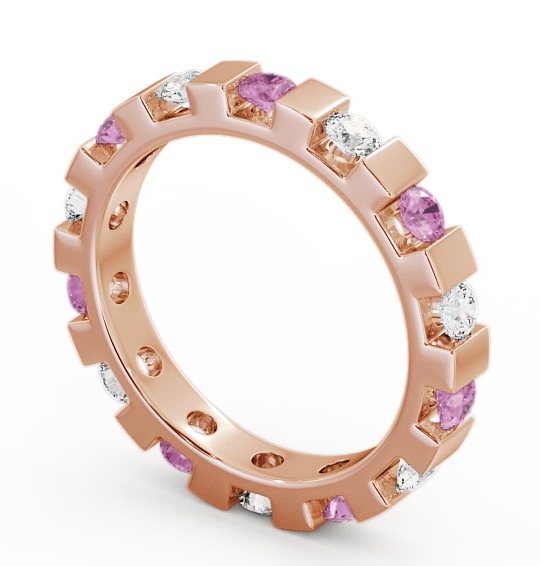 Full Eternity Pink Sapphire and Diamond 1.05ct Ring 9K Rose Gold - Anderby FE20GEM_RG_PS_THUMB1