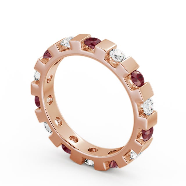 Full Eternity Ruby and Diamond 1.05ct Ring 18K Rose Gold - Anderby