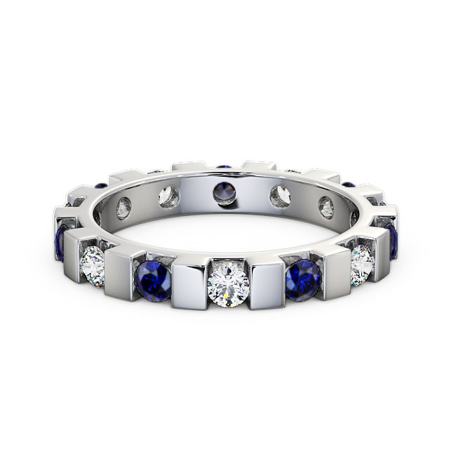 Full Eternity Blue Sapphire and Diamond 1.05ct Ring 18K White Gold - Anderby FE20GEM_WG_BS_FLAT