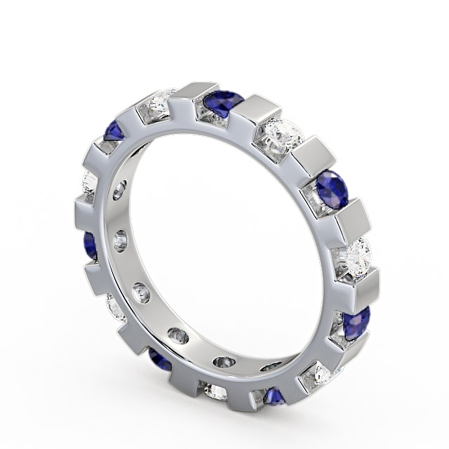 Full Eternity Blue Sapphire and Diamond 1.05ct Ring 9K White Gold - Anderby