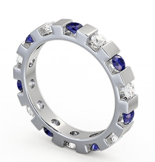 Full Eternity Blue Sapphire and Diamond 1.05ct Ring 9K White Gold FE20GEM_WG_BS_THUMB1