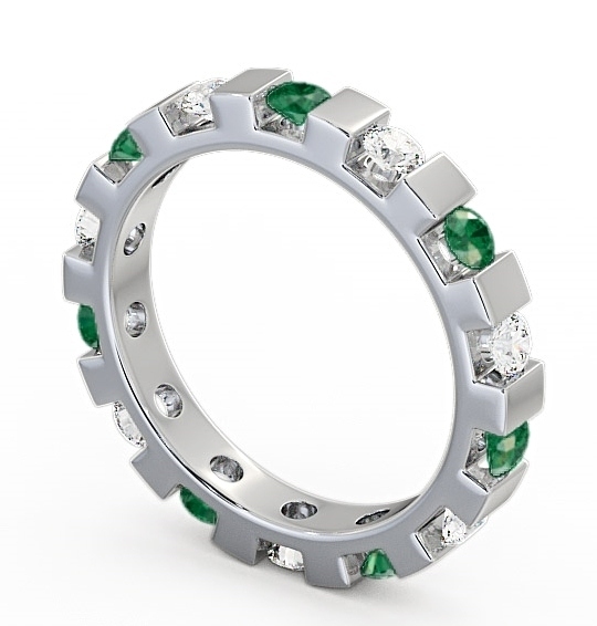 Full Eternity Emerald and Diamond 0.91ct Ring 9K White Gold FE20GEM_WG_EM_THUMB1