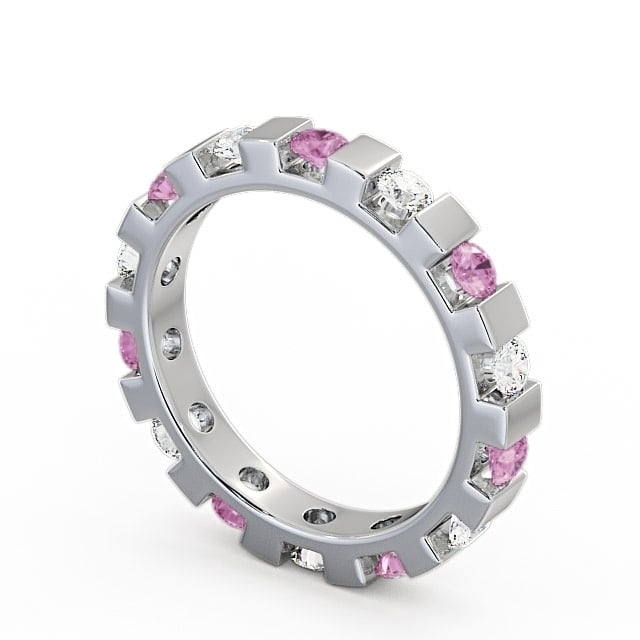 Full Eternity Pink Sapphire and Diamond 1.05ct Ring 18K White Gold - Anderby FE20GEM_WG_PS_SIDE