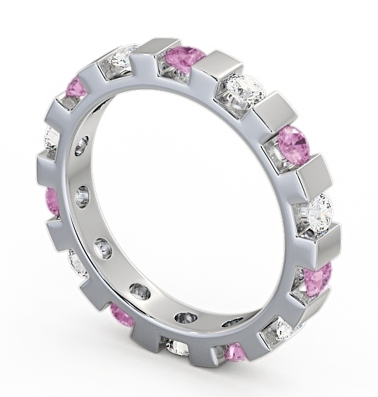 Full Eternity Pink Sapphire and Diamond 1.05ct Ring 9K White Gold FE20GEM_WG_PS_THUMB1