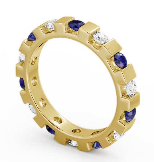 Full Eternity Blue Sapphire and Diamond 1.05ct Ring 9K Yellow Gold - Anderby FE20GEM_YG_BS_THUMB1