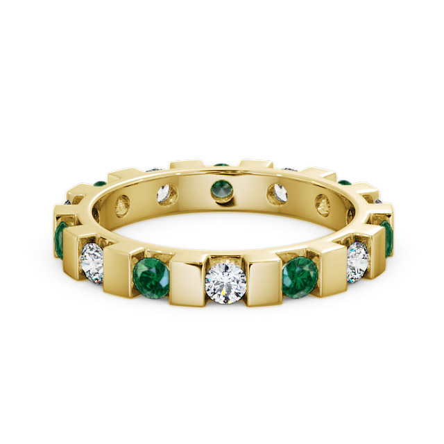 Full Eternity Emerald and Diamond 0.91ct Ring 18K Yellow Gold - Anderby FE20GEM_YG_EM_FLAT