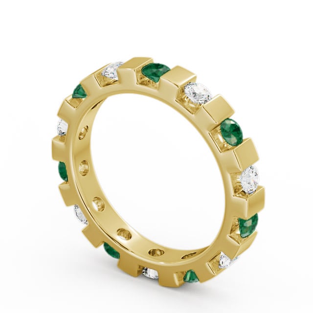 Full Eternity Emerald and Diamond 0.91ct Ring 18K Yellow Gold - Anderby FE20GEM_YG_EM_SIDE