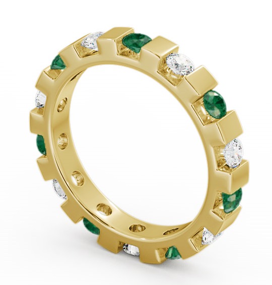  Full Eternity Emerald and Diamond 0.91ct Ring 9K Yellow Gold - Anderby FE20GEM_YG_EM_THUMB1 
