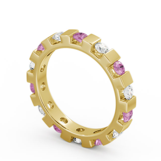 Full Eternity Pink Sapphire and Diamond 1.05ct Ring 18K Yellow Gold - Anderby FE20GEM_YG_PS_SIDE
