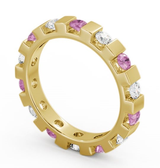 Full Eternity Pink Sapphire and Diamond 1.05ct Ring 9K Yellow Gold - Anderby FE20GEM_YG_PS_THUMB1