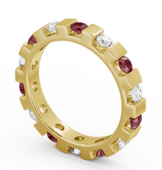 Full Eternity Ruby and Diamond 1.05ct Ring 9K Yellow Gold FE20GEM_YG_RU_THUMB1