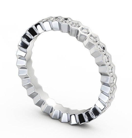 Full Eternity Round Diamond Bezel Hexagon Ring 18K White Gold FE24_WG_THUMB1 