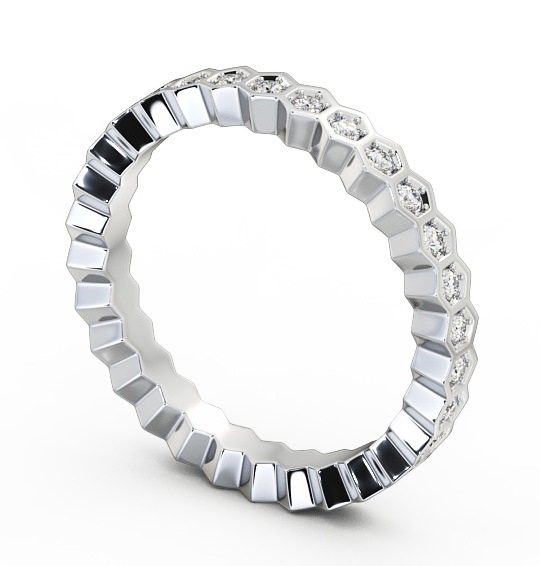 Full Eternity Round Diamond Bezel Hexagon Ring 18K White Gold FE24_WG_THUMB1