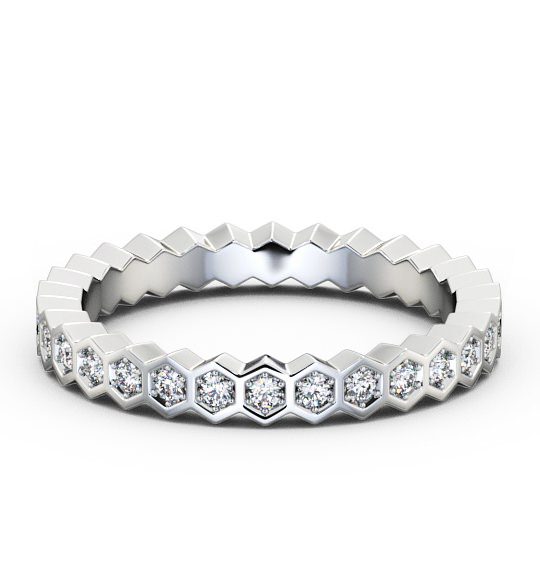 Full Eternity Round Diamond Bezel Hexagon Ring 18K White Gold FE24_WG_THUMB2 