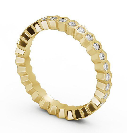 Full Eternity Round Diamond Bezel Hexagon Ring 18K Yellow Gold FE24_YG_THUMB1