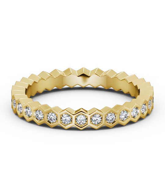 Full Eternity Round Diamond Bezel Hexagon Ring 18K Yellow Gold FE24_YG_THUMB2 