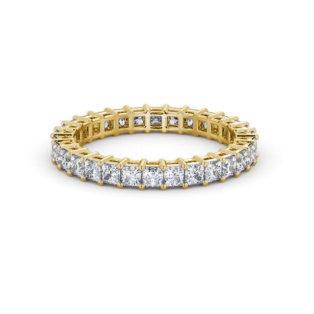 Full Eternity Princess Diamond Ring 9K Yellow Gold - Omeath FE3_YG_FLAT